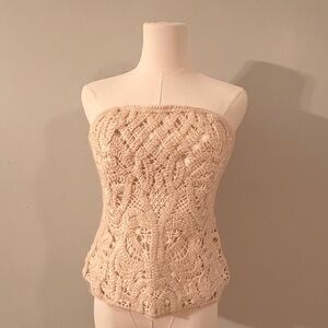 White House Black Market Beige Crochet Tube Top